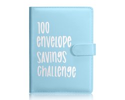 Spaarmap 100 Enveloppen - Budgetplanner - Leuke bespaarmethode - Spaaruitdaging thuis - Geldbeheer - Gezin & Studenten - Financieel hulpmiddel - Blauw - A6 - 1 stuk