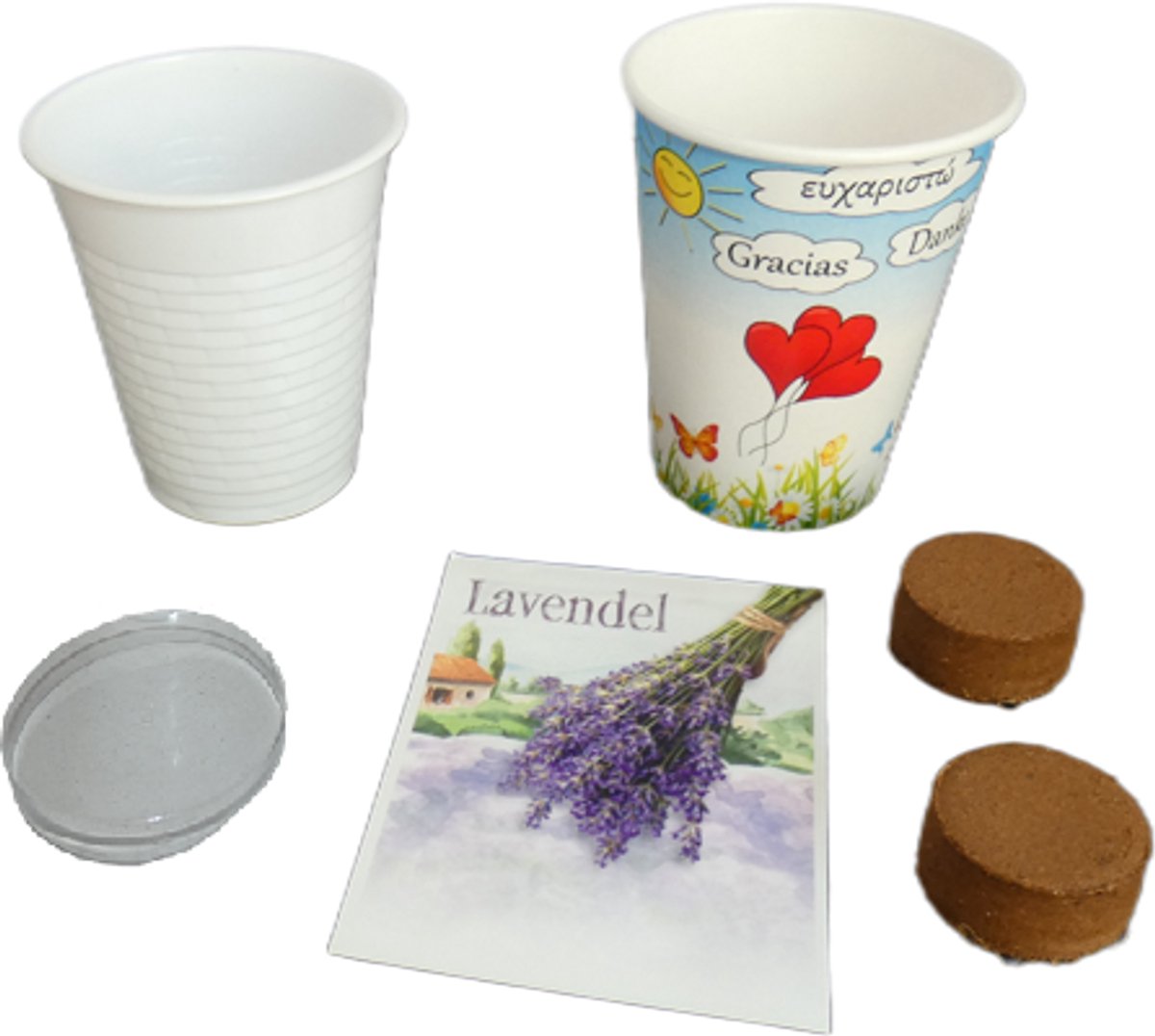 24 stuks Flowercup Bedankt Lavendel, bedankje voor : Afscheid collega - Jubileum - Bruiloft - Zorgmedewerkers - Vrijwilligers