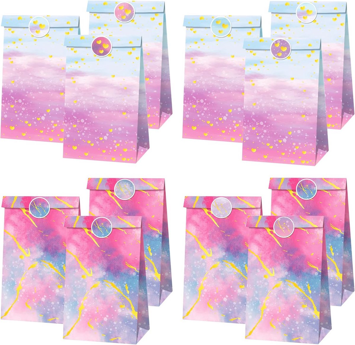 Kleurrijke Tie-Dye Cadeauzakjes - Perfect voor Feesten en Verjaardagen (12 Stuks)