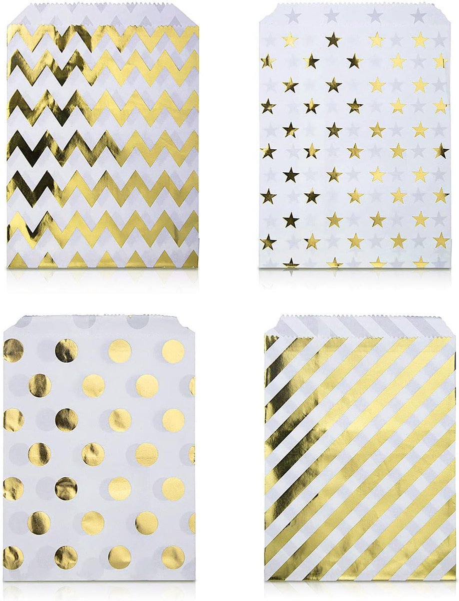 Papieren Zakjes voor Snoep en Cadeaus - 100 Stuks - Perfect voor Feesten, Bruiloften en Verjaardagen - Afmetingen 18 x 13 cm
