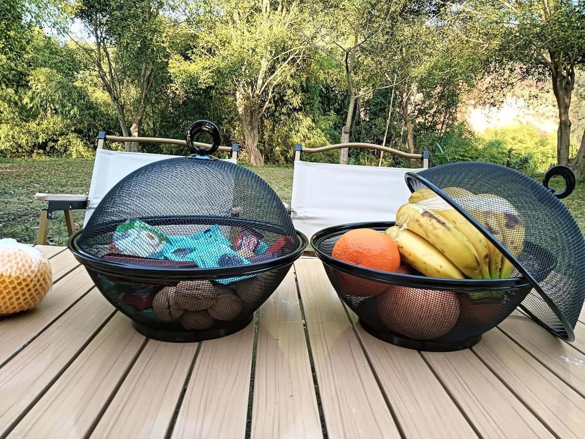 Couvercles Anti-mouches En Acier Inoxydable - Lot De 2 (noir/blanc), Protection Alimentaire Pour Fruits, Gâteaux, Grillades
