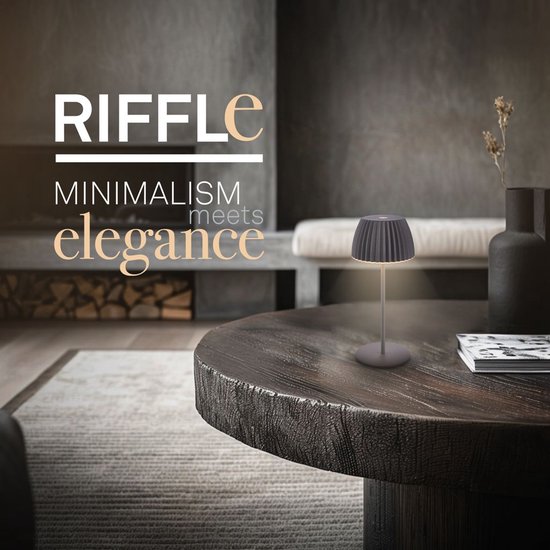 BRILONER Riffle - Mini lampe de table rechargeable - lampe sans fil - intensité variable tactile - pour l'intérieur et l'extérieur - Lauréat du German Design Award 2025 - anthracite - Ø8,5 x 20 cm