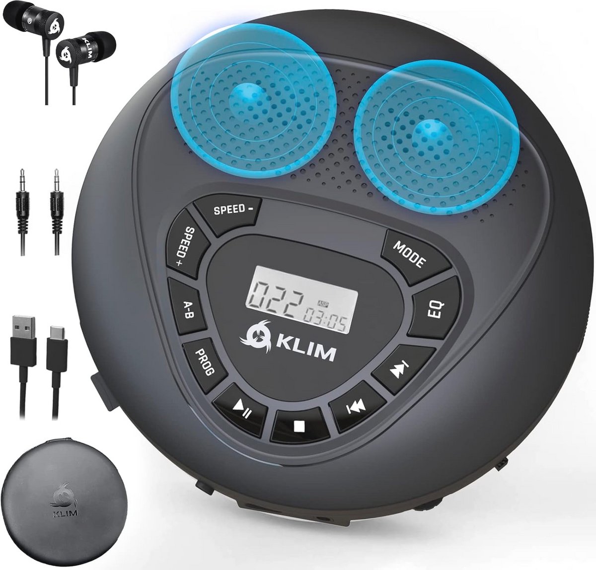 Draagbare CD-Speler met Ingebouwde Luidsprekers, Hoofdtelefoon en Oplaadbare Batterij - Perfect voor Kinderen en Volwassenen - AUX en TF-Slot