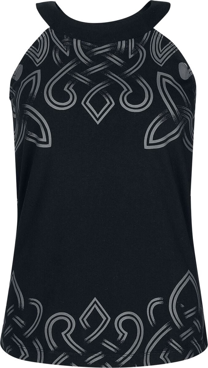 Black Premium by EMP zwart mouwloos shirt met noordse ornamenten - Dames - L