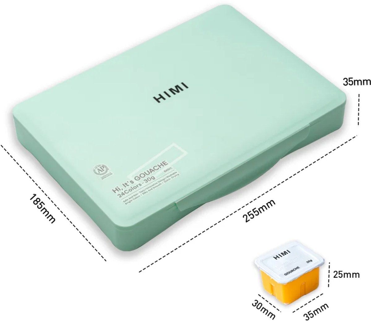 HIMI - Gouache - set van 24 kleuren - 30gr - 3 penselen - Groen — afbeelding 8