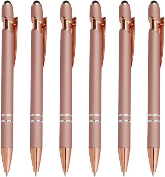 ENLACE Metalen balpen, ergonomische intrekbare balpen, 5 stuks, hoogwaardige balpen set, zwart, schrijven, soft-touch balpen voor kantoor en huishouden, schoolbenodigdheden