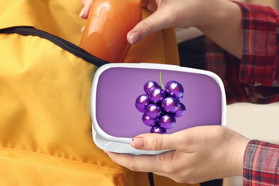 Boîte à pain blanche - Lunchbox Raisin - Disco - Paillettes - Violet - Boîte à lunch 18x12x6 cm