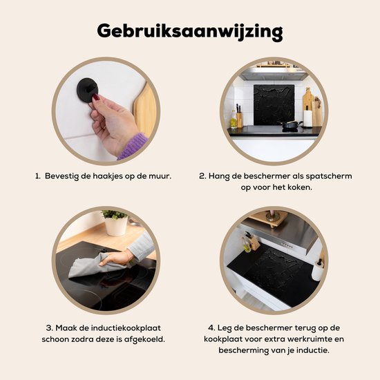 KitchenYeah® Protection plaque induction 60x55 cm - Noir - Peinture - Protege plaque de cuisson - Couvre plaque induction - Protecteur d'induction - Cuisine