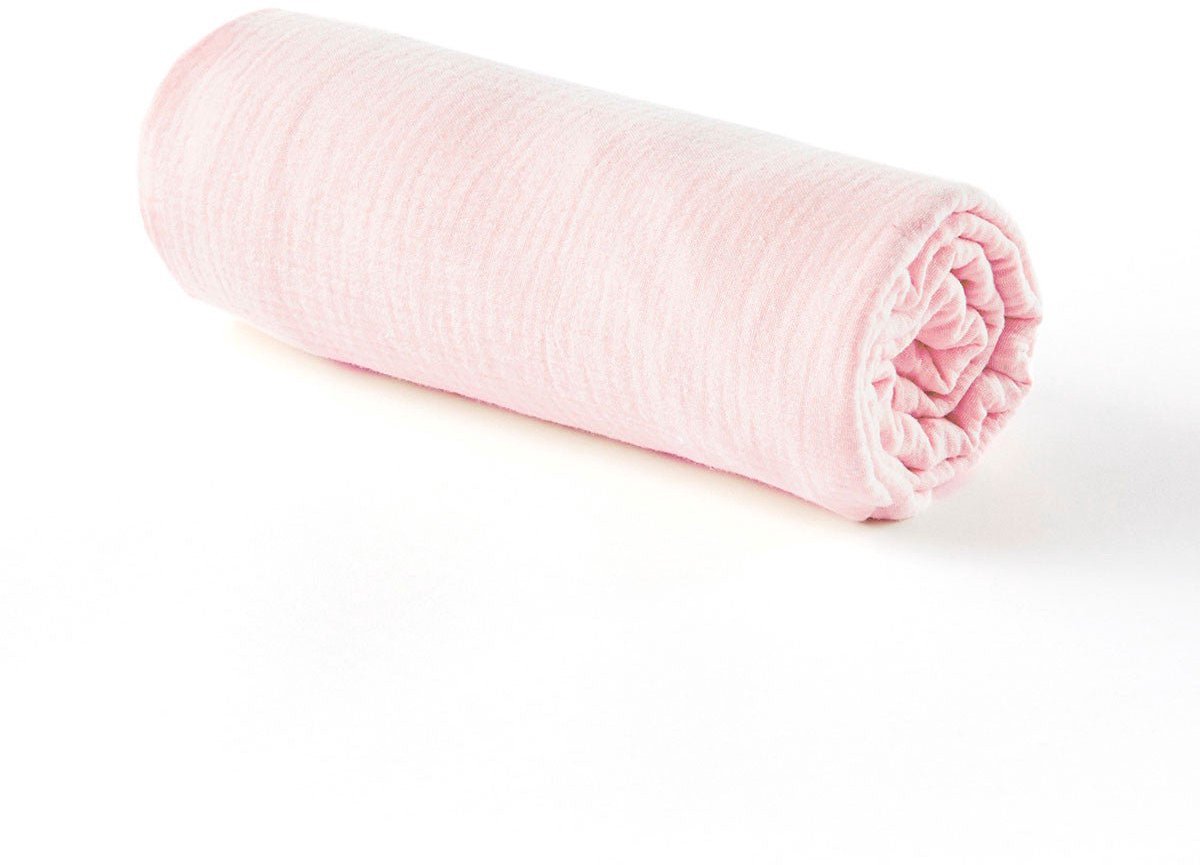 Cocoeko - Baby hoeslaken katoen gaas ROZE