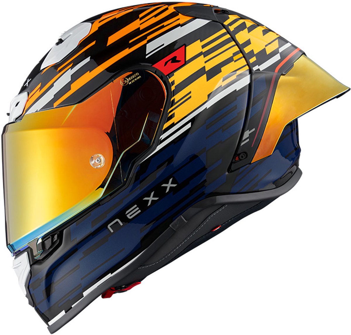 Nexx X.R3R Glitch Racer Oranje Blauw Integraalhelm - Maat S - Helm