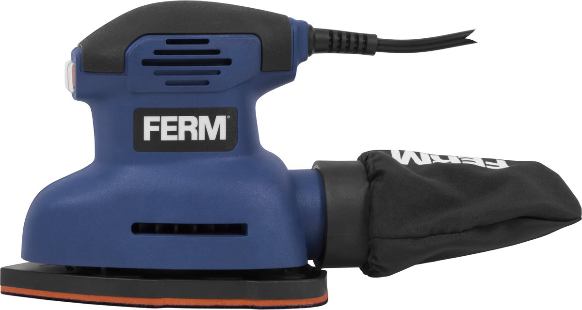 FERM- PSM1039 - Vlakschuurmachine - Deltaschuurmachine - 140W - Schuurzool: - 140x100mm - 12.500/min - Klittenband - 2m kabel - Softgrip - Stofzak - 3 schuurvellen - Palm schuurmachine -Detail palm sander – foto 3