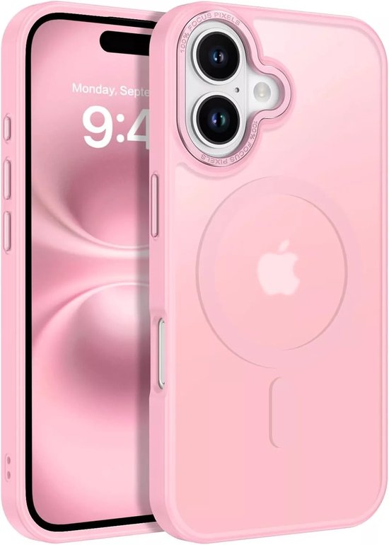 Backcover matte achterkant telefoonhoes [Compatibel met MagSafe] Schokbestendig Hoesje - Geschikt voor: Apple iPhone 16 Plus - Roze