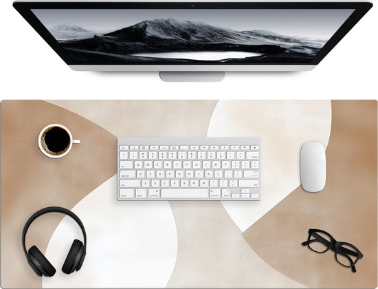 Bureau onderlegger 80x40 cm - Muismat Bruin - Japandi - Abstract - Bureaumat - Mousepad XXL - Bureau mat - Muismatten groot - Desk organizer - Bureaulegger