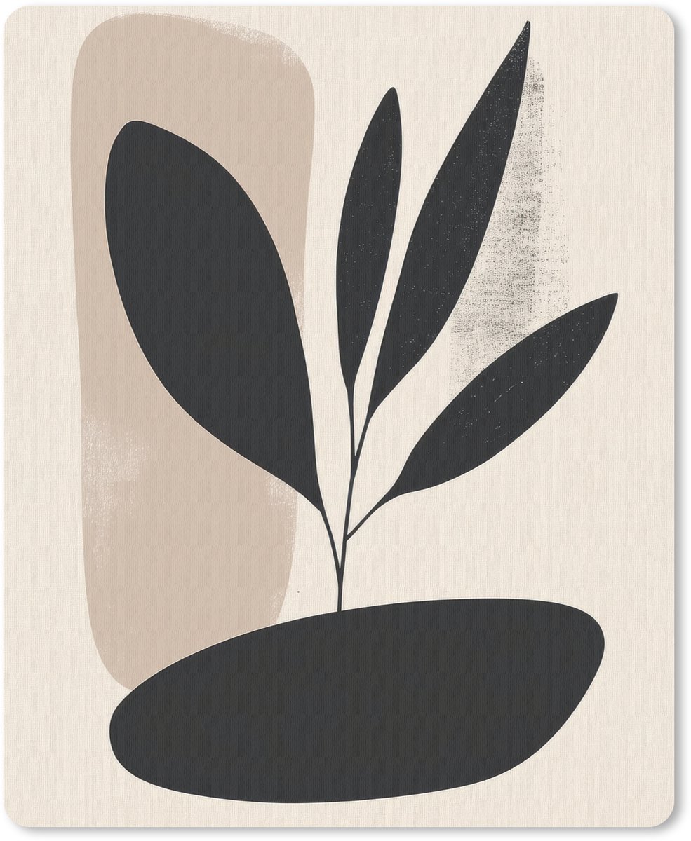 Muismat 19x23 cm - Mousepad Plant - Beige - Japandi - Muismatten