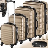 Bol.com tectake® - kofferset trolley reiskoffers handbagage 4-delig - ABS hardshell - Verwijderbare wielen - champagne - Inclusi... aanbieding