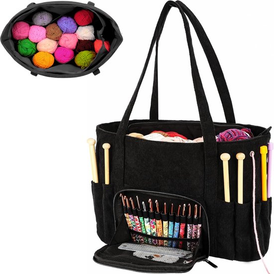Opbergtas Breien & Haken - Voor Garen, Naalden & Accessoires - Breitas - Haaktas - Hobbytas - Handwerktas - Ribstof