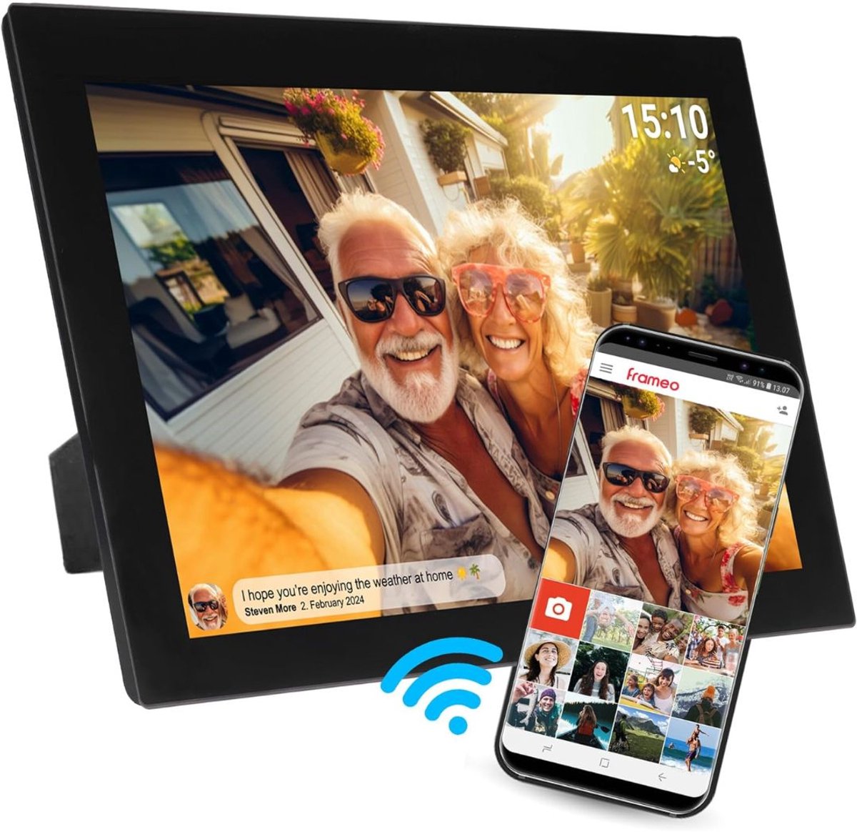Digitale Fotolijst met Wifi - Fotolijsten - Frameo App - HD Kwaliteit - Zwart