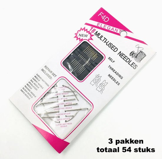 54 stuks Naalden - Wolnaalden - gebogen matrasnaald - Breinaalden - tapijtnaald - zeilnaald - stoffeernaald - verpakkingsnaald - handschoen naald - verschillende naalden