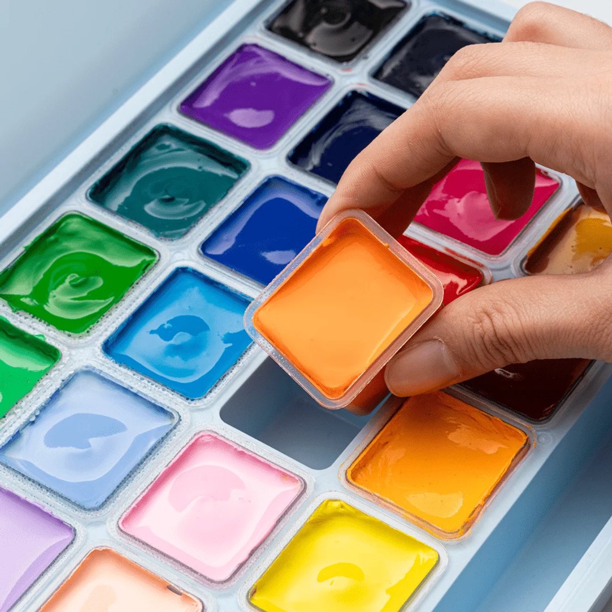 HIMI - Gouache - set van 24 kleuren - 30g - 3 penselen - Ice Blue Limited edition — afbeelding 4