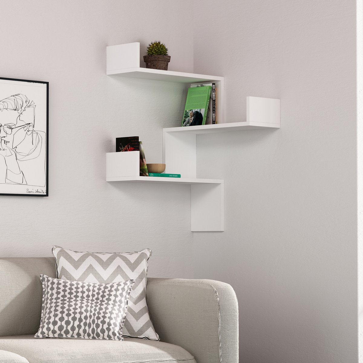 Skye Decor , Wandplank, Luksa - White, Gemelamineerde spaanplaat, Wit, 60 x 60 x 90 cm