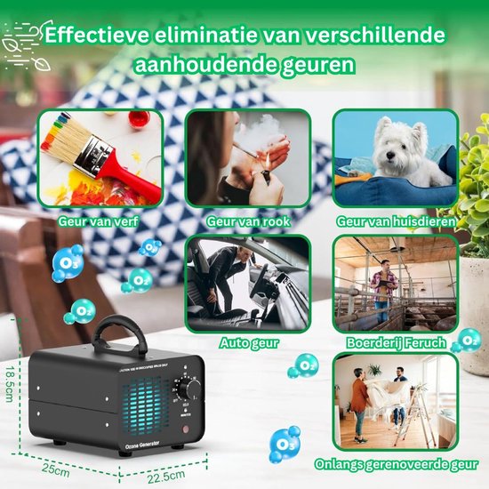 Ozongenerator, 5,000mg/h Ozongeneratoren Ozon Generator Luftreiniger Ozongerät Air Cleaner Purifier, O3 Luftreiniger Ionisator Geruchsentferner mit Timer bis 120 min für Zimmer, Rauch, Autos | DE