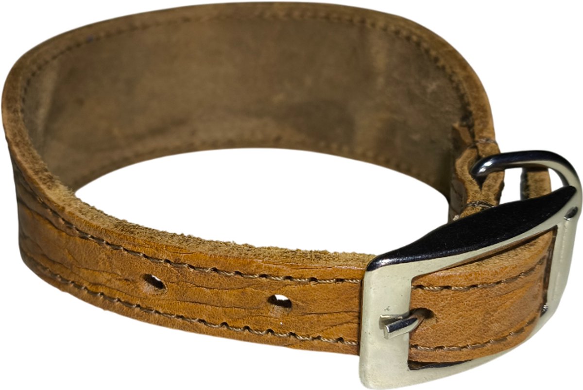 ALOKÉ Greyhound Halsband - Leder - Cognac - S - Breedte: 4 cm - Nekomtrek: 25,5 - 31 cm (GELIEVE ALVORENS BESTELLEN OPMETEN)