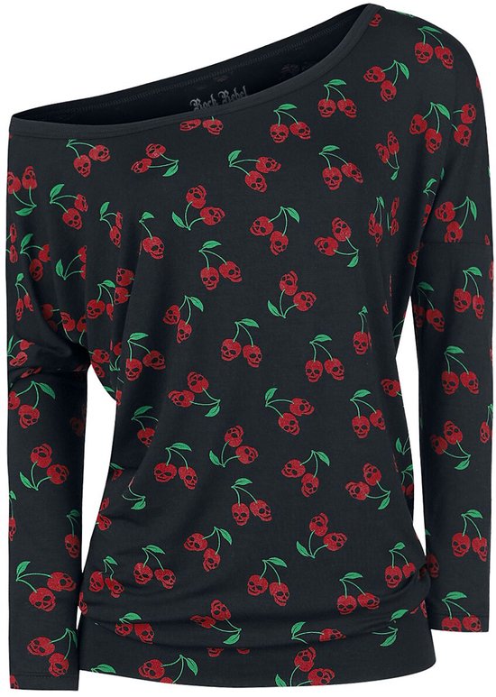 Rock Rebel by EMP Zwart shirt met lange mouwen en kersenprint - Dames - L