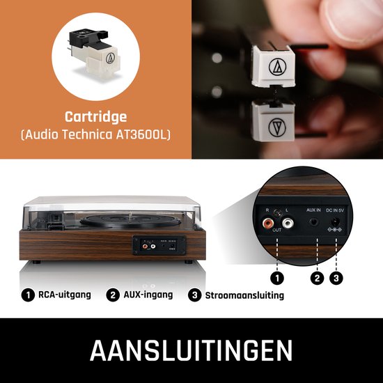 Prijzen LENCO LS-15BK - Platenspeler Met Bluetooth®, Twee Ingebouwde Speakers En At3600l Cartridge Zwart