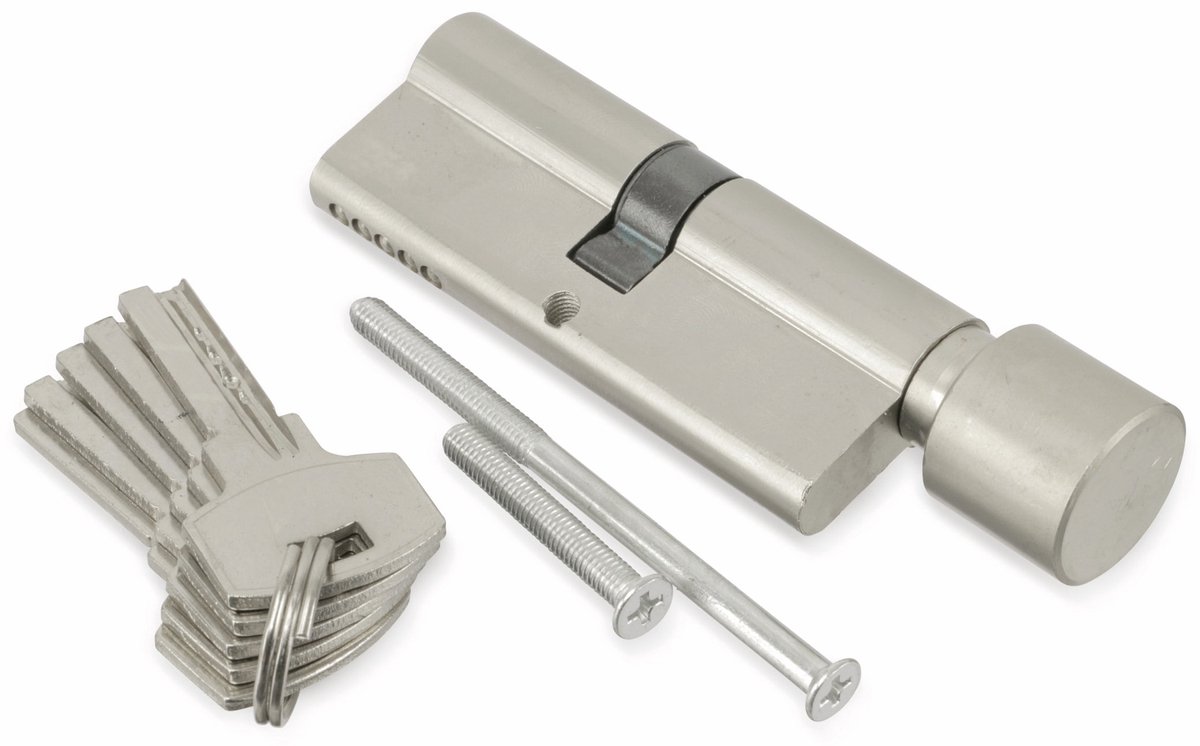 MASTERPROOF veiligheidssluitcilinder met knop 1018-PJXY, 80 mm