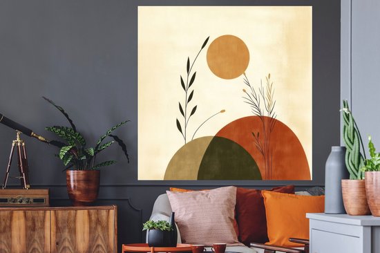 Muurstickers - Sticker Folie - Plantes - Abstrait - Formes - 120x120 cm - Plakfolie - Muurstickers Kinderkamer - Zelfklevend Behang XXL - Zelfklevend behangpapier - Stickerfolie