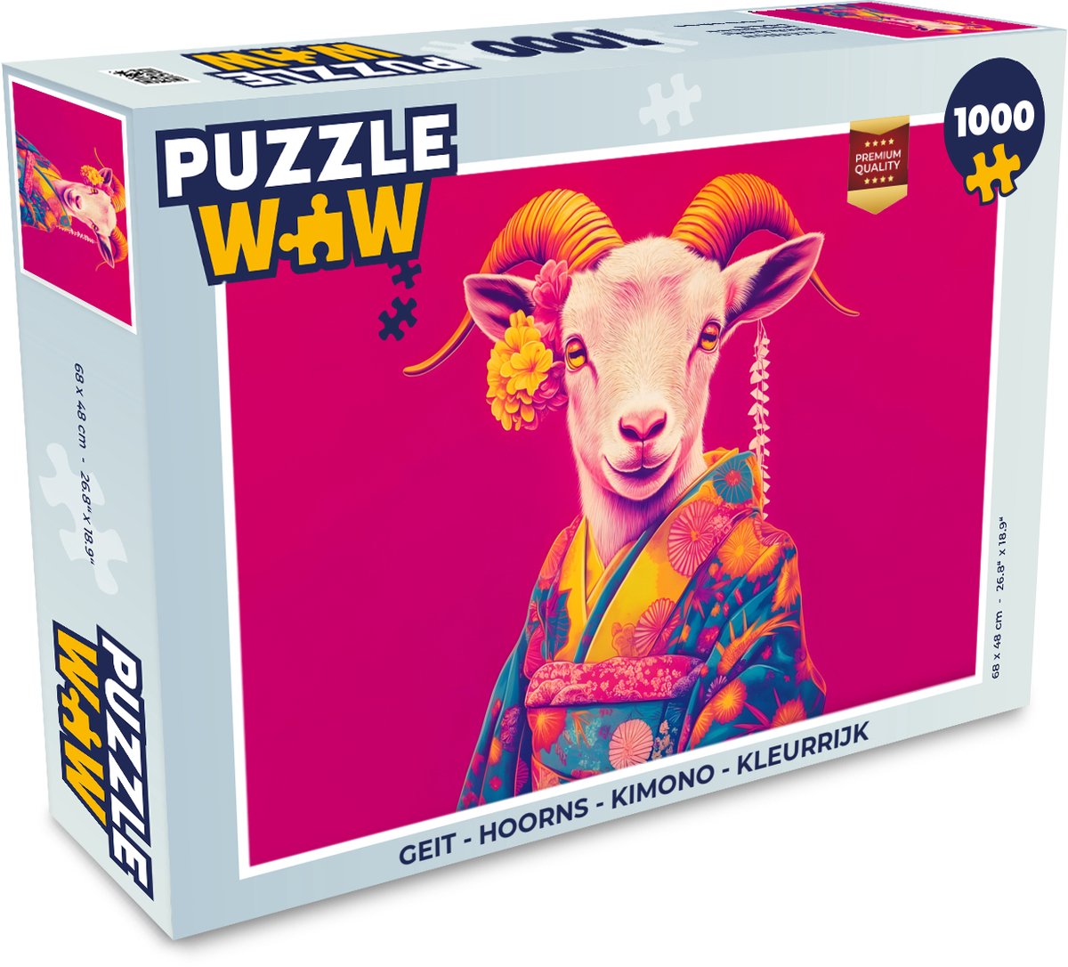 Puzzel Geit - Hoorns - Kimono - Kleurrijk - Legpuzzel - Puzzel 1000 stukjes volwassenen