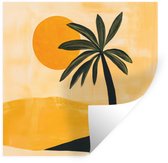 Muurstickers - Sticker Folie - Illustratie - Palmboom - Zon - Heuvels - 30x30 cm - Plakfolie - Muurstickers Kinderkamer - Zelfklevend Behang - Zelfklevend behangpapier - Stickerfolie