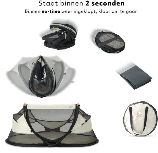 Deryan Baby Luxe Campingbedje - Inclusief zelfopblaasbare matras - Inclusief leren handvatten - Ivory van Deryan — afbeelding 3