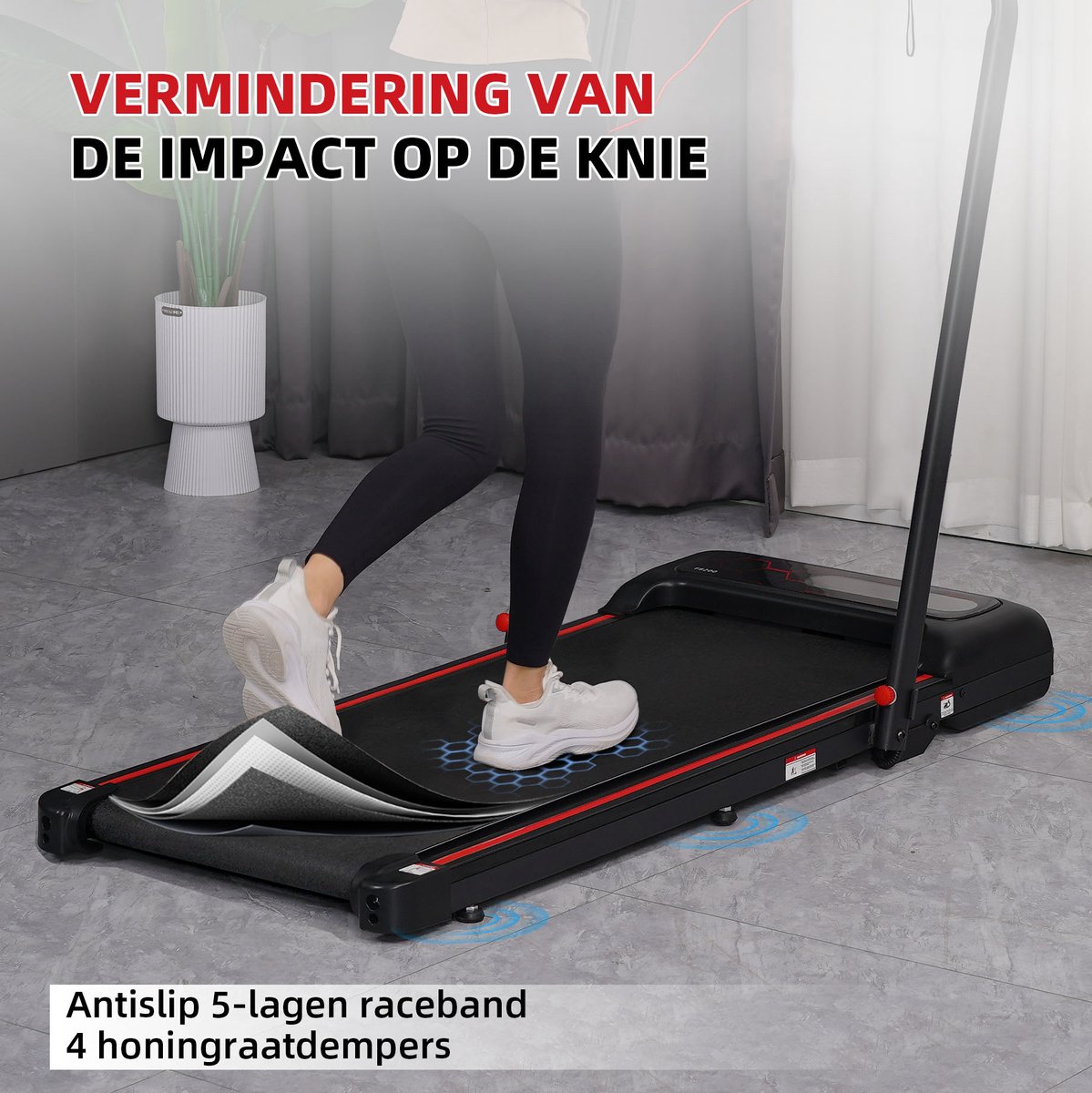 Afbeelding 2 van Y-RAIN Elektrische Loopband, WalkingPad, Inklapbaar loopband, 2-in-1 loopmodus, 0,75 pk motor, 1-12 km/u, Afstandsbediening&LED-display, lichtgewicht, stil, met helling, veiligheidssleutel.