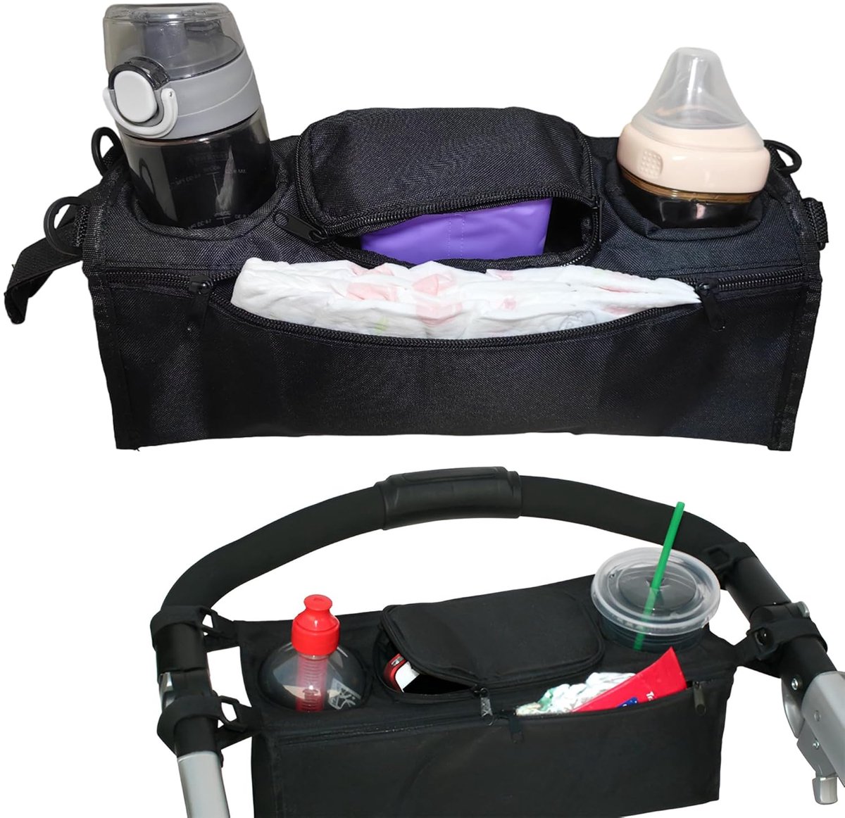 Ibenzoa® Ruime en Multifunctionele Kinderwagen Organizer – Optimalisatie voor Transport en Opslag
