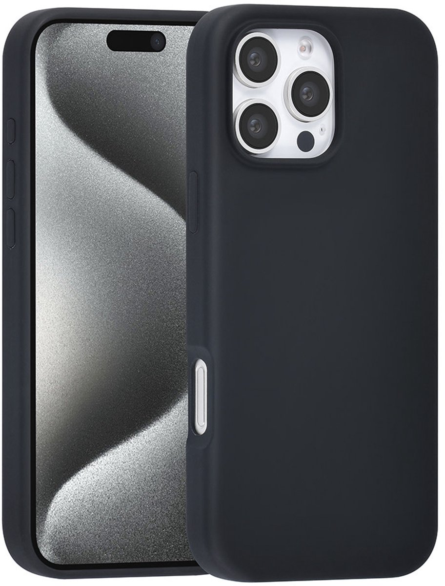 TUNIQ telefoonhoesje voor Apple iPhone 16 Pro Max - Siliconen backcover - Zwart