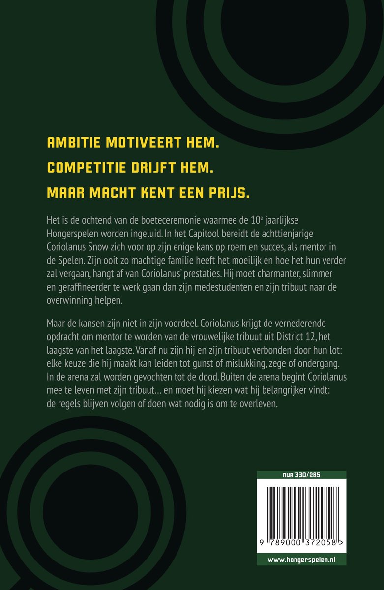 De Hongerspelen - De ballade van slangen en zangvogels - back cover