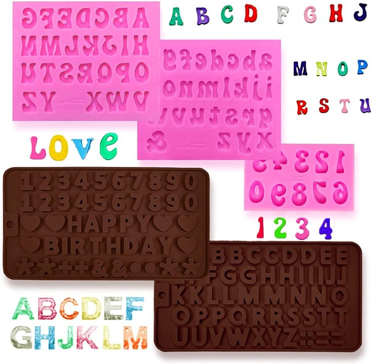 Ibenzoa® Set van 5 Bakmalen met Letters en Cijfers - Voor Creatieve Taarten en Decoraties
