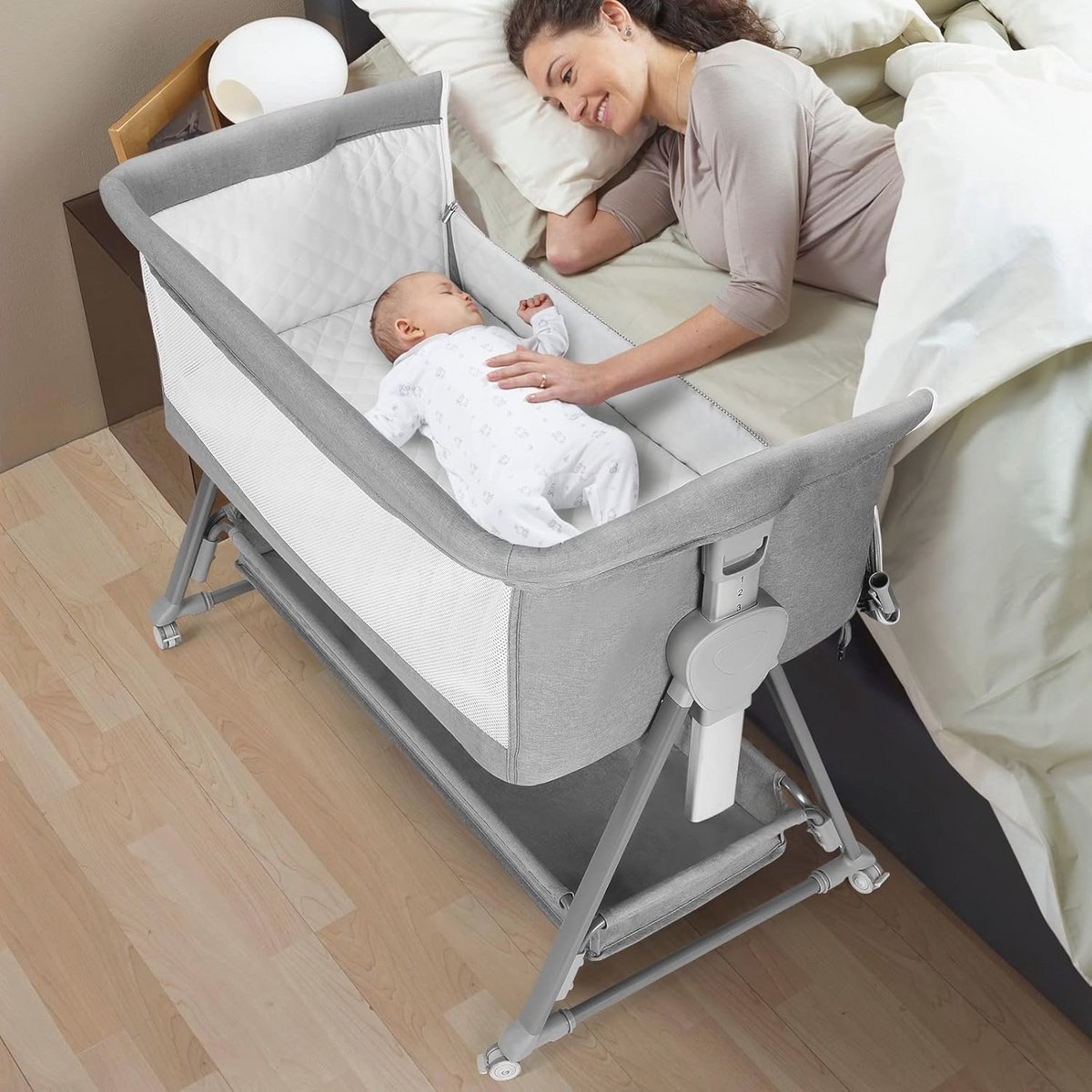 Verstelbare Babywieg met opbergruimte en ademend gaas - Draagbare en Opvouwbare Wieg voor Baby's
