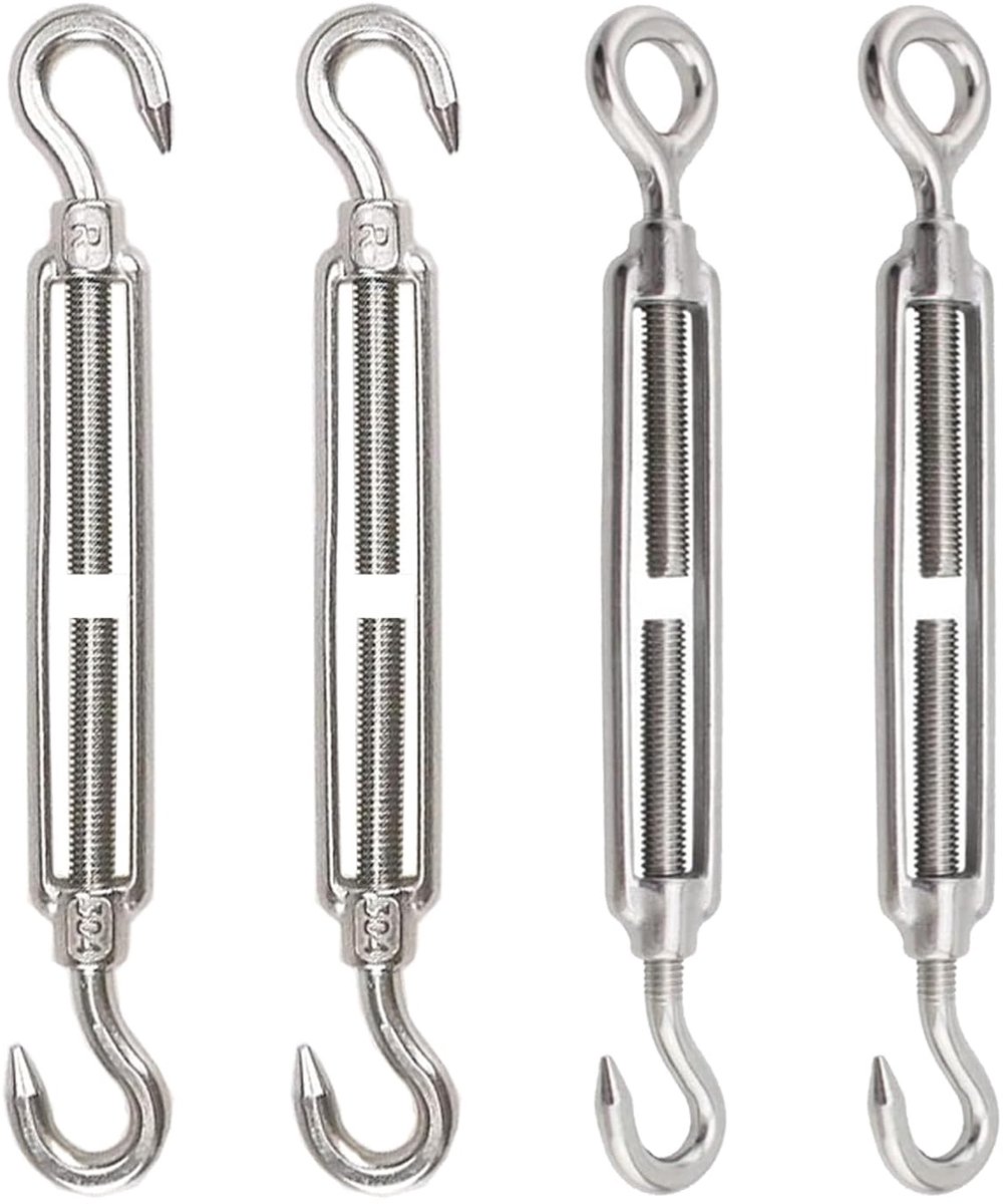 Ibenzoa® Multifunctionele Roestvrij Stalen Spanvastiging - 4-Stuks, Verstelbaar met Haken en Ogen