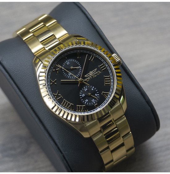 Invicta Specialty 47443 Dames Horloge - Waterdicht - Analoog - Quartz Uurwerk - Roestvrij Staal met zwarte Wijzerplaat - 36mm