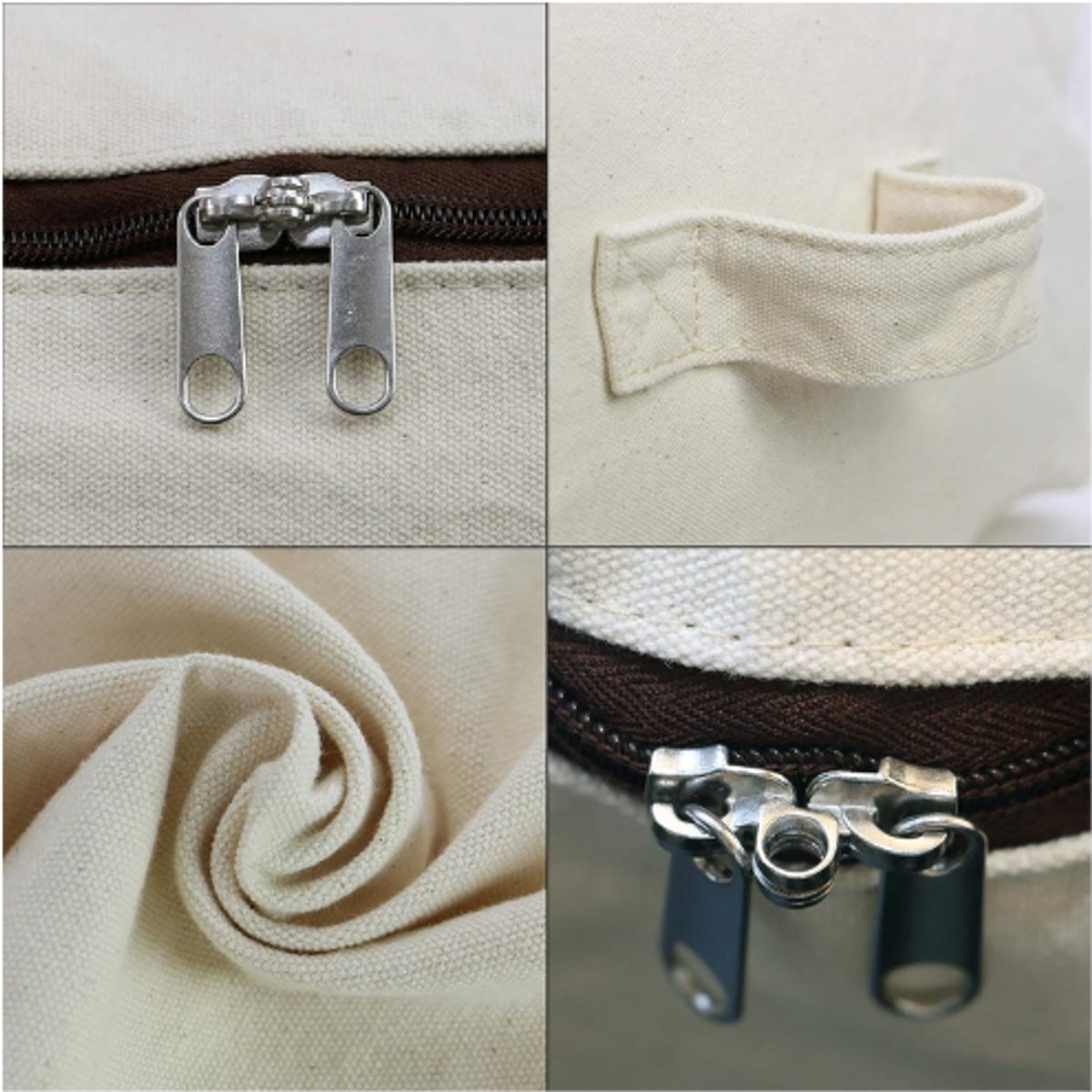 2 Sacs De Rangement AMX En Toile De Coton 100% - Respirants Avec Poignées - 60x45x22cm - Beige