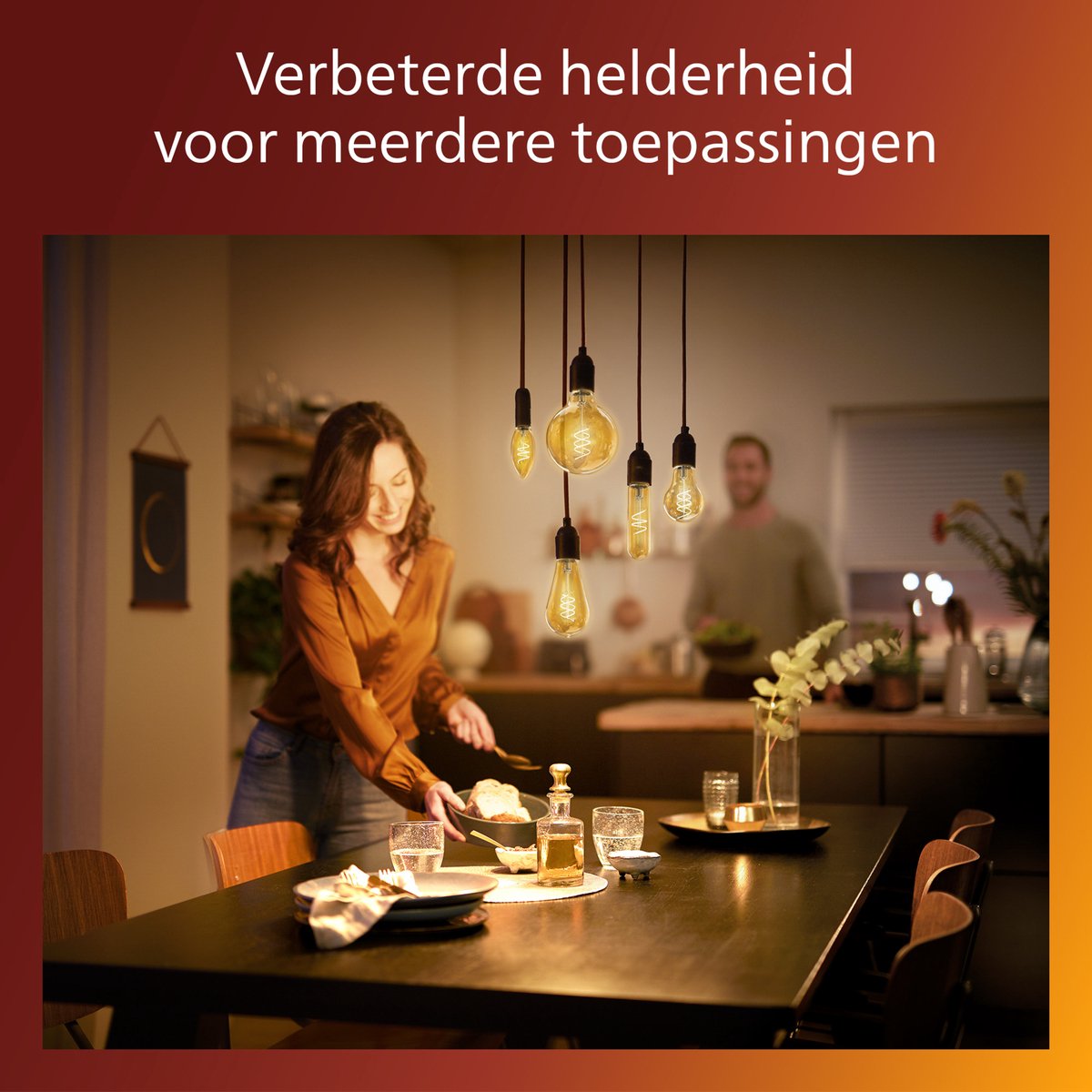 LED Filament lamp dimbaar - E14 Fitting - Kaars Vlam Amber glas 2200K