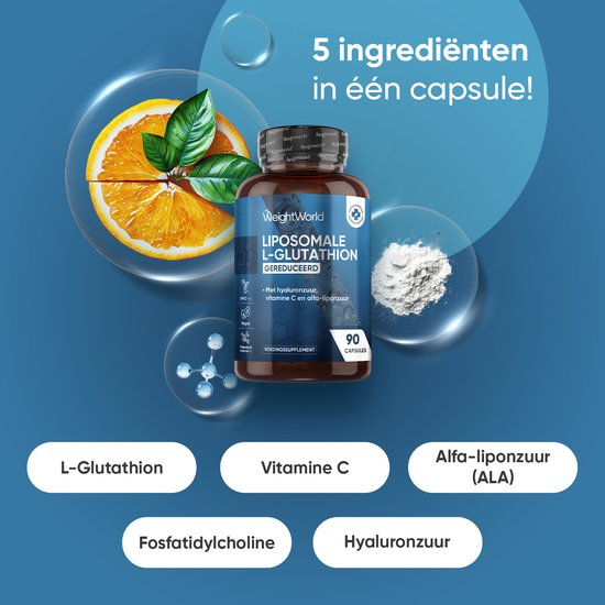 weightworld liposomal glutathione WeightWorld Liposomale Glutathione capsules - 1000 mg gereduceerd L- glutathione - Met