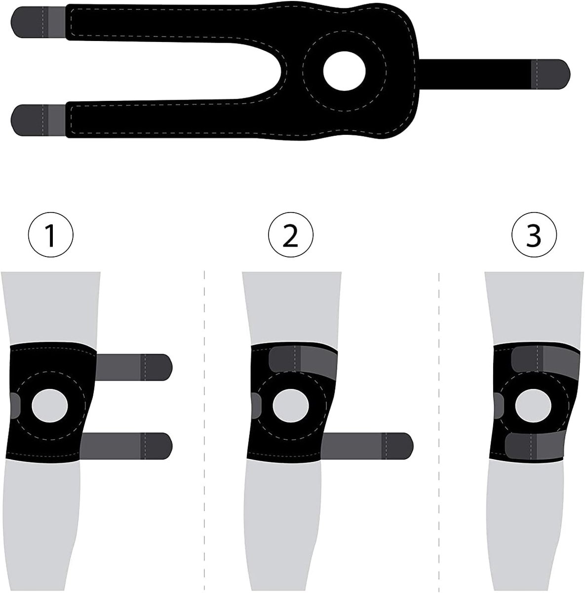 Kniebandage - Kniebandage ondersteuning knie - Verstelbare Neopreen Kniebrace - Kniebraces voor mannen en vrouwen - Kniesteun - Zwart — afbeelding 6