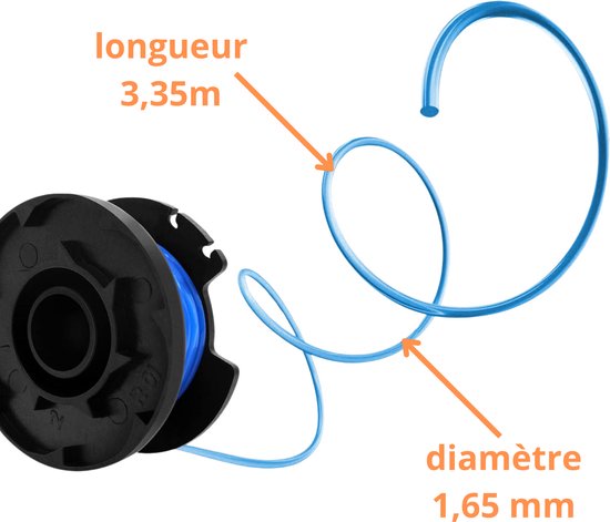 Spoel van draadtrimmer vervangingsdraad AC14RL3A geschikt voor Ryobi One+ bosmaaier 18V 24V 40V Ø 1,65 mm lengte 3,35 m - Set van 6 spoelen + 1 hoes van Vermandel — afbeelding 3