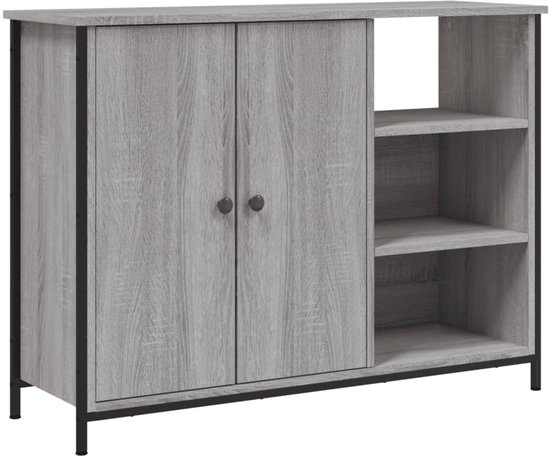 vidaXL Buffet - Buffets - Meuble de rangement - Armoire murale - Buffet 100x33x75 cm bois travaillé gris sonoma