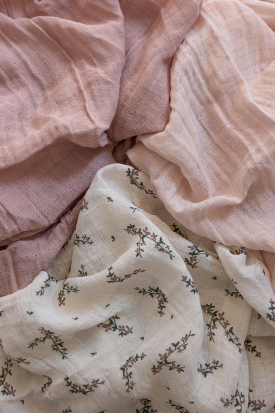 Sebra Hydrofiele Doeken Set - Powder Blossom Rose - 3 Stuks van Sebra. — afbeelding 5