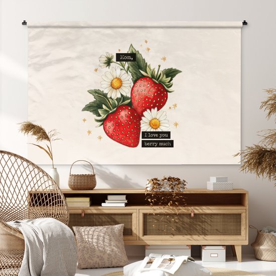 Tapisserie murale 180x120 cm - Fraises - Marguerites - Citation - Étoiles - Tapisseries