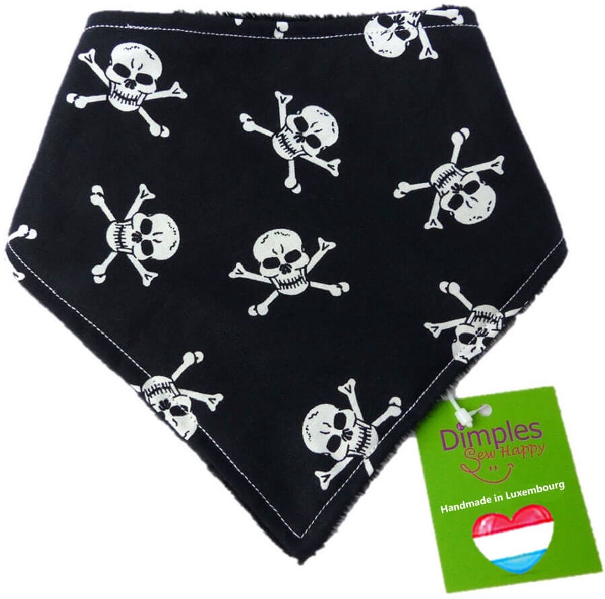 Piratenschedels Hondenhalsdoek zwart - DIMPLES 45cm M hondensjaal hondenbandana met comfortabele drukknopen